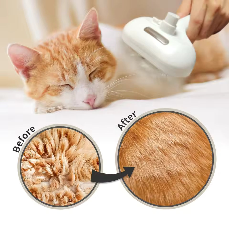 Steam Brush for Cats, Self Cleaning Grooming Tool with Steam Spray, Remove Floating Hair on Cats, Dogs, Pet Grooming Supplies