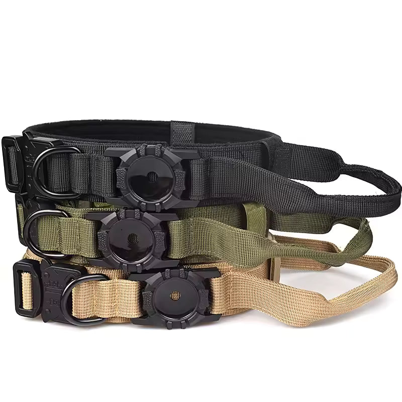 Adjustable Nylon AirTag Holder Dog Collar Metal Buckle Pet Tactical Collar Dog Accessories Anti Last and Pet Dogs Tracing Safe