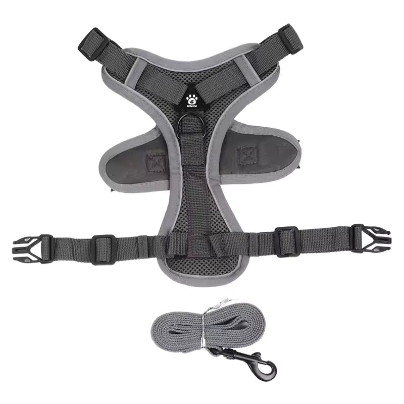 No Pull Dog Harness and Leash Set Adjustable Pet Harness Vest for Small Dogs Cats Reflective Dog Chest Strap Lead Walking