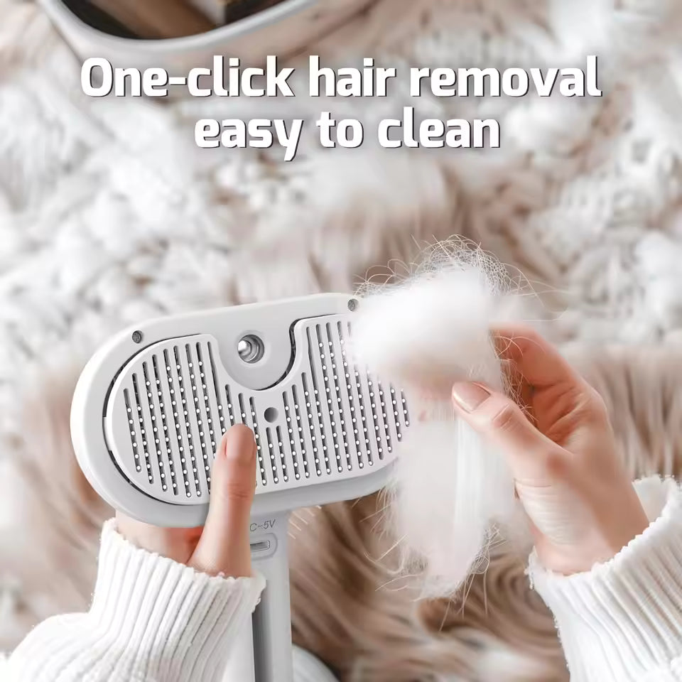 Steam Brush for Cats, Self Cleaning Grooming Tool with Steam Spray, Remove Floating Hair on Cats, Dogs, Pet Grooming Supplies