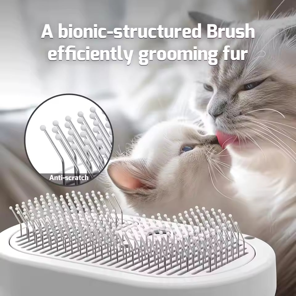 Steam Brush for Cats, Self Cleaning Grooming Tool with Steam Spray, Remove Floating Hair on Cats, Dogs, Pet Grooming Supplies