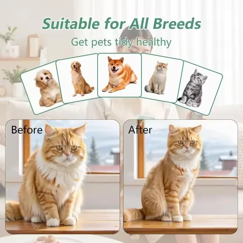 Professional steam hairbrush for cats, electric hair straightener, pet massage comb