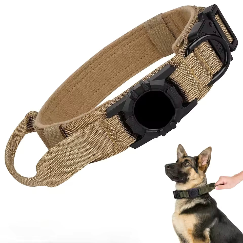 Adjustable Nylon AirTag Holder Dog Collar Metal Buckle Pet Tactical Collar Dog Accessories Anti Last and Pet Dogs Tracing Safe