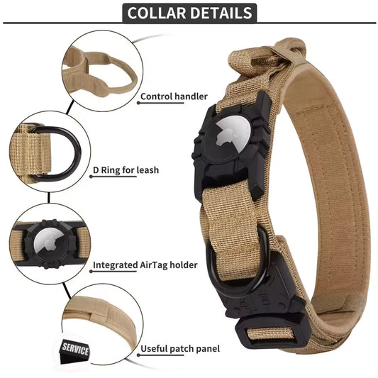 Adjustable Nylon AirTag Holder Dog Collar Metal Buckle Pet Tactical Collar Dog Accessories Anti Last and Pet Dogs Tracing Safe