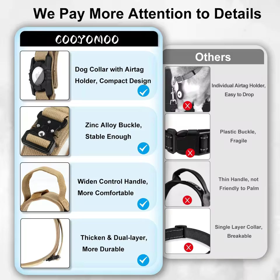Adjustable Nylon AirTag Holder Dog Collar Metal Buckle Pet Tactical Collar Dog Accessories Anti Last and Pet Dogs Tracing Safe