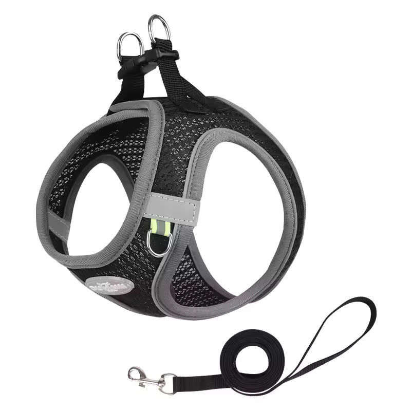 Dog Harness Leash Set for Small Dogs Adjustable Puppy Cat Harness Vest French Bulldog Chihuahua Pug Outdoor Walking Lead Leash