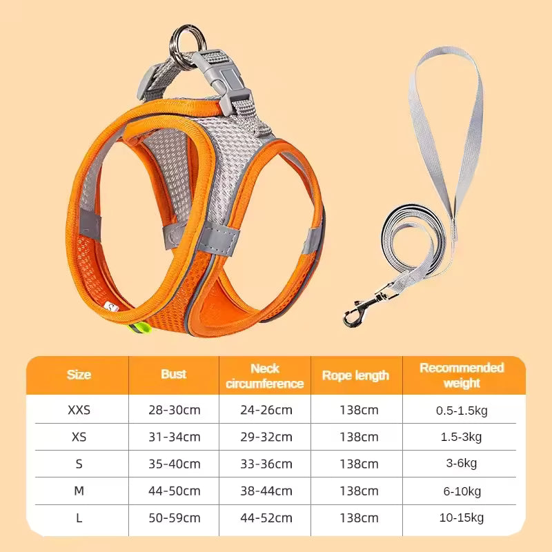 Cats Dog Accessories Small Dog Collar Safety Vest Pet Chest Rope Dogs Cover Breathable Adjustable Harnesses Supplies Products