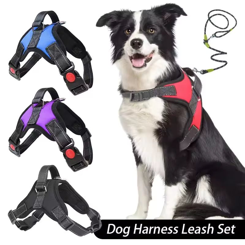 Dog Harness And Leash Set No Pull Adjustable Comfortable with Easy Control Handle Outdoor Running Walking Hand Free Lead Leash